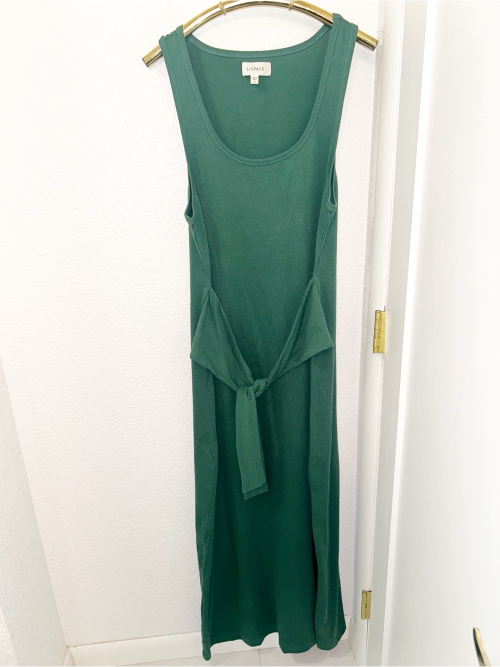 ANTHROPOLOGIE x L SPACE The Tie Waist Sleeveless Maxi Tank Dress 💯 Cotton SZ: L